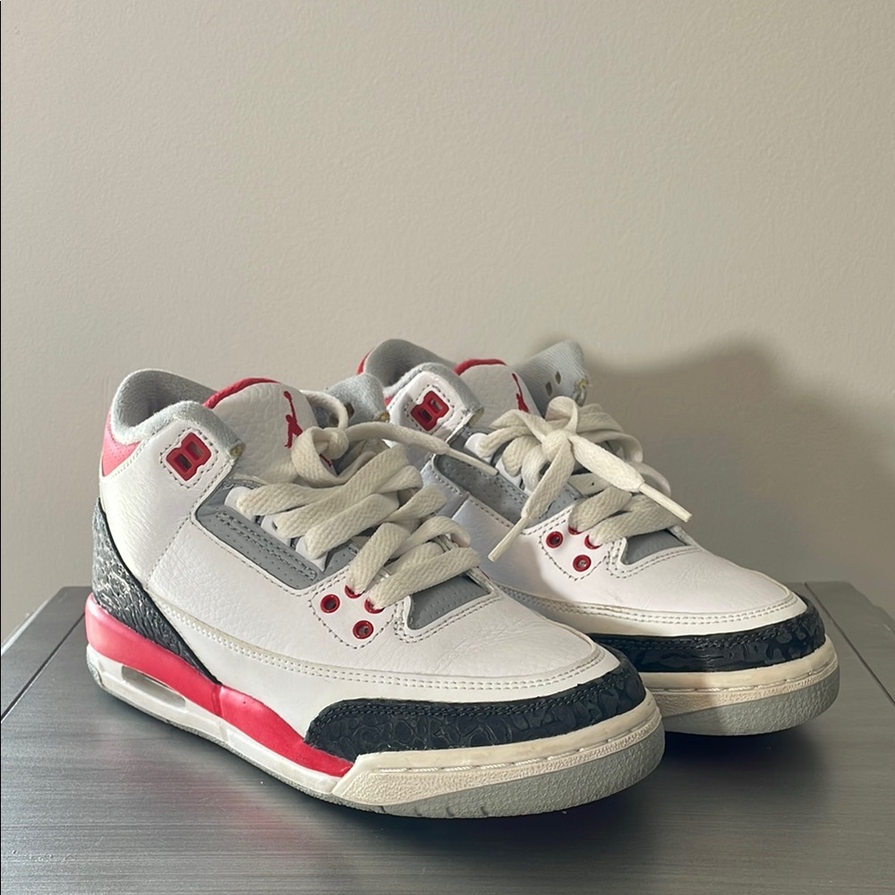 Jordan White and Red High-Top Sneakers